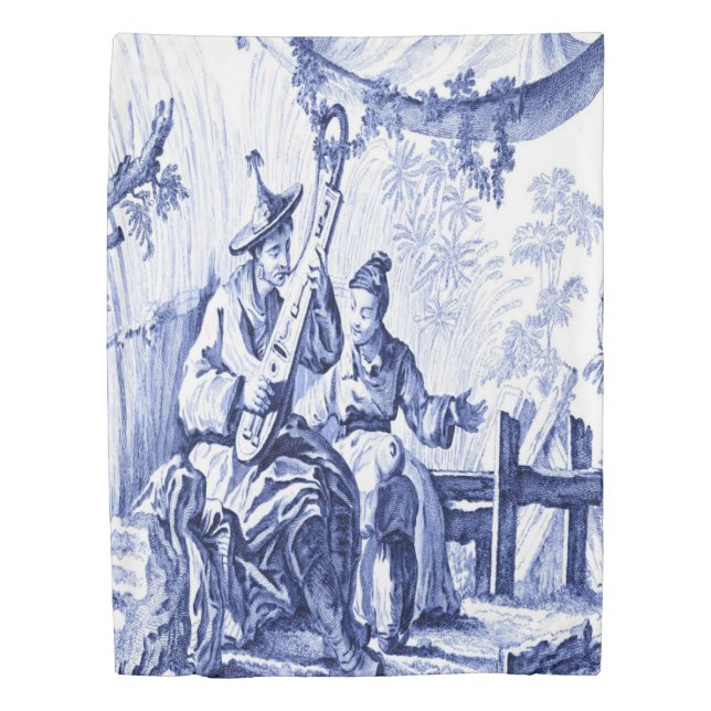  Blue and White Chinoiserie Duvet Cover (Front)