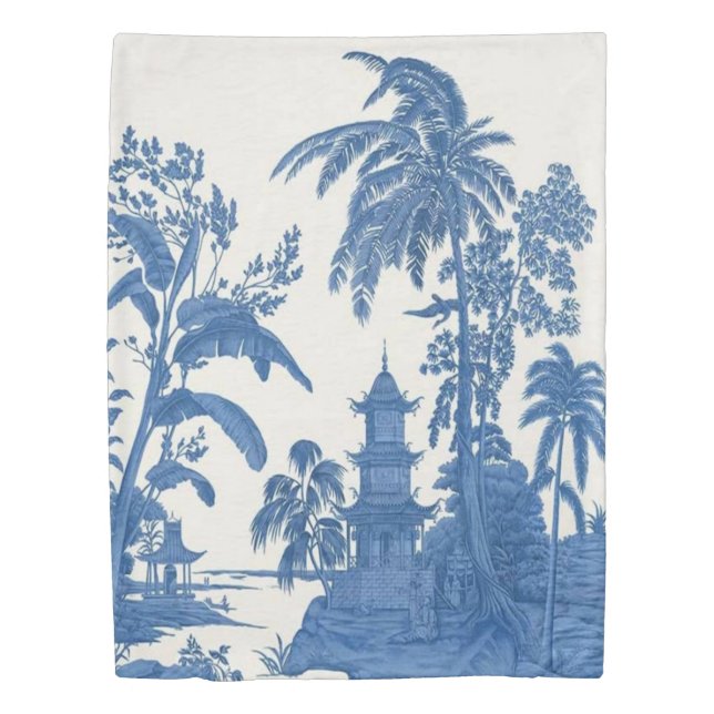  Blue and White Chinoiserie Duvet Cover (Front)