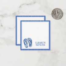 Blue and White Chinoiserie Flip Flops on Stripes