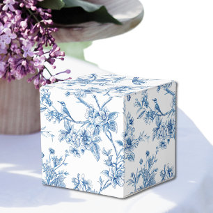 Blue and White Chinoiserie Floral Birds Favor Boxes