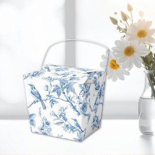 Blue and White Chinoiserie Floral Birds Favor Boxes