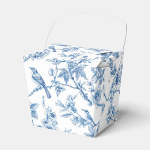 Blue and White Chinoiserie Floral Birds Favor Boxes
