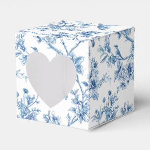 Blue and White Chinoiserie Floral Birds Favor Boxes