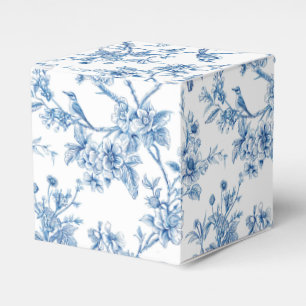 Blue and White Chinoiserie Floral Birds Favor Boxes