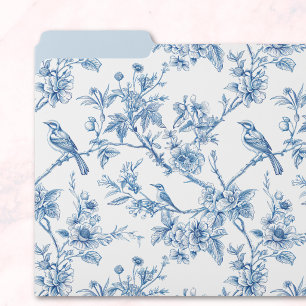 Blue and White Chinoiserie Floral Birds File Folder