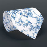 Blue and White Chinoiserie Floral Birds Neck Tie<br><div class="desc">Beautiful blue and white florals and bird illustration for an elegant mens tie.</div>