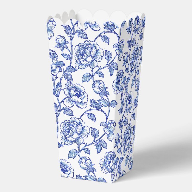 Blue and White Chinoiserie Floral Flowers Favor Boxes (Back)