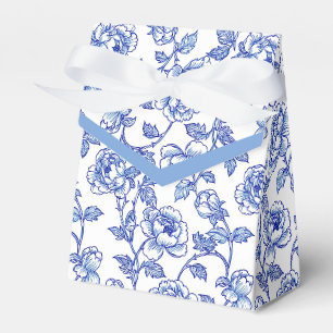 Blue and White Chinoiserie Floral Flowers Favor Boxes