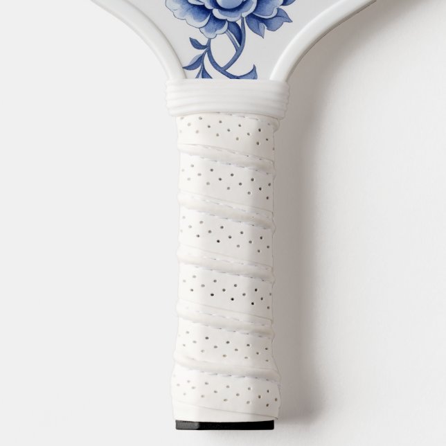 Blue and White Chinoiserie Floral Monogram Pickleb Carbon Fiber Pickleball Paddle (Handle)