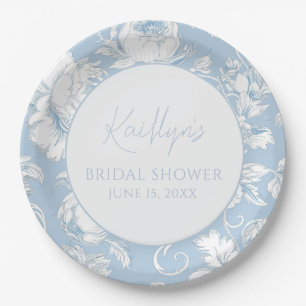 Blue and White Chinoiserie Floral Paper Plates