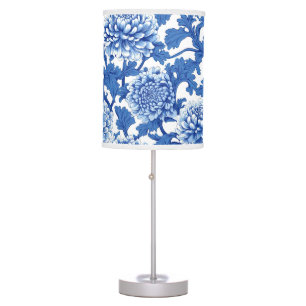 Blue and White Chinoiserie Floral Table Lamp