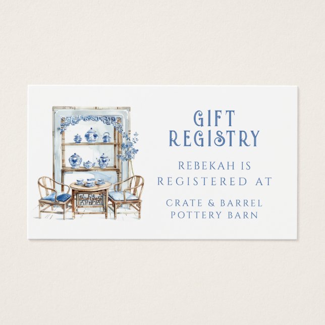 Blue and White Chinoiserie | Gift Registry Card (Front)