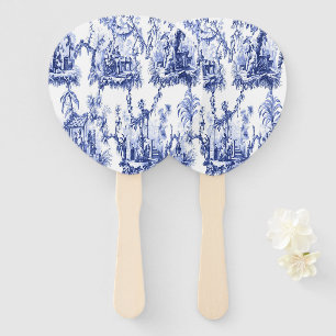 Blue and White Chinoiserie Hand Fan