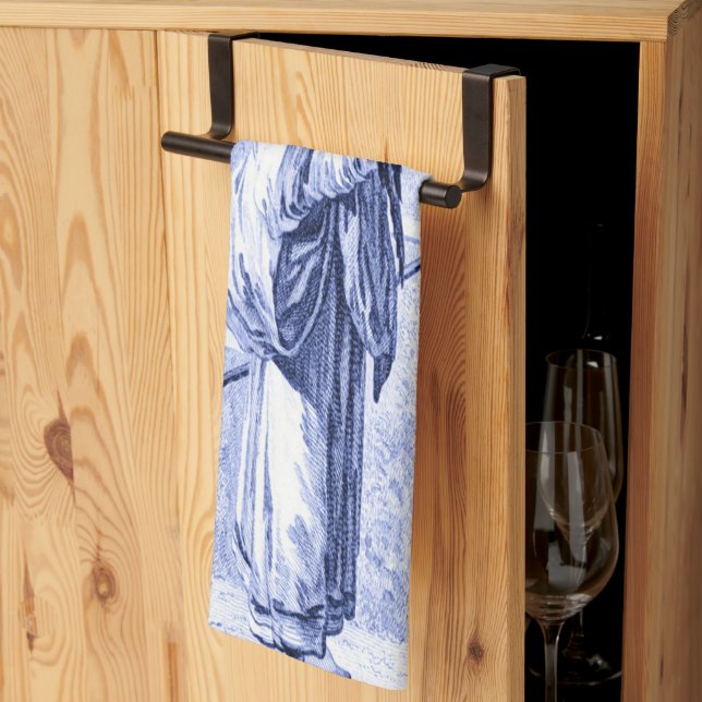Blue and White Chinoiserie Kitchen Towel (Thirds Fold)