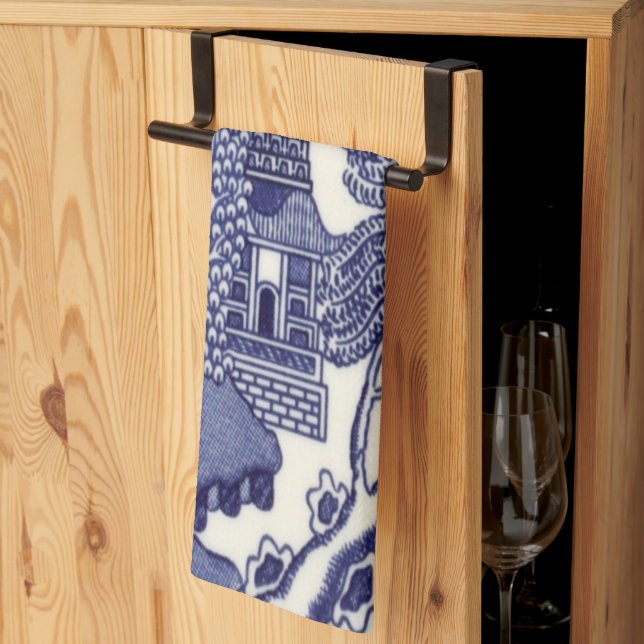 Blue and White Chinoiserie Kitchen Towel (Thirds Fold)
