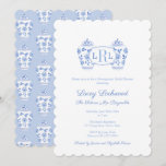 Blue And White Chinoiserie Monogram Bridal Shower Invitation