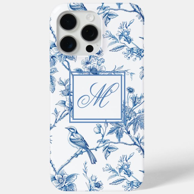 Blue and White Chinoiserie Monogram  Case-Mate iPhone Case (Back)