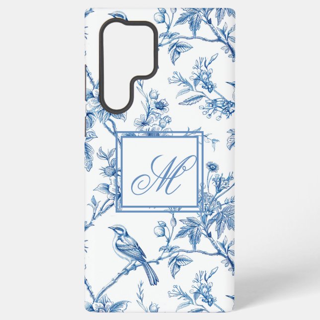 Blue and White Chinoiserie Monogram  Samsung Galaxy Case (Back)