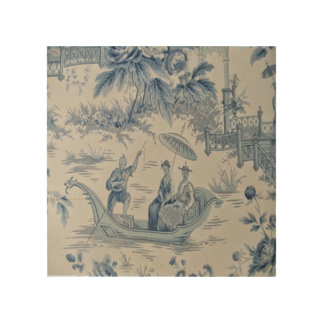 Blue and White Chinoiserie Oriental Wood Wall Art (Front)