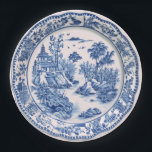 Blue and White Chinoiserie Pagoda Paper Plates<br><div class="desc">This plate design features a large blue and white chinoiserie gazebo on a blush pink background.</div>