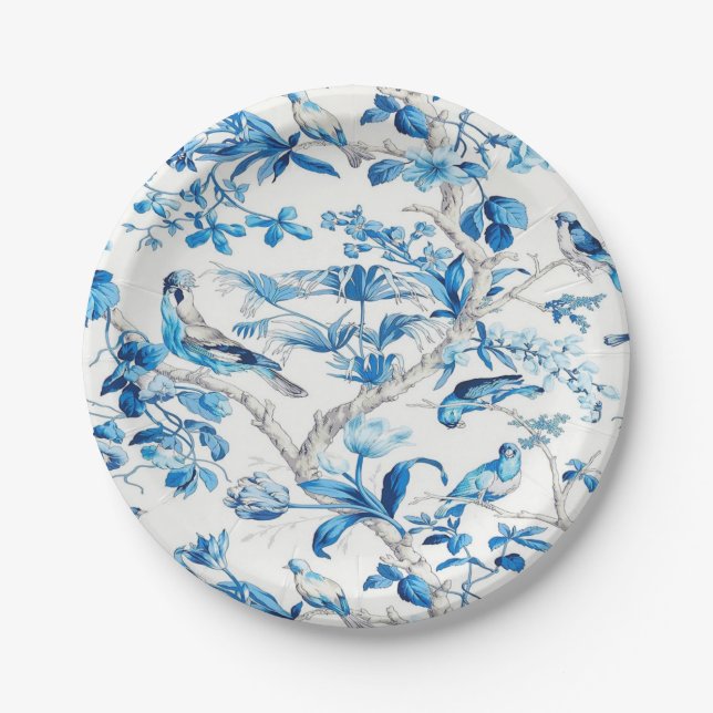 Blue and White Chinoiserie  Paper Plates (Front)