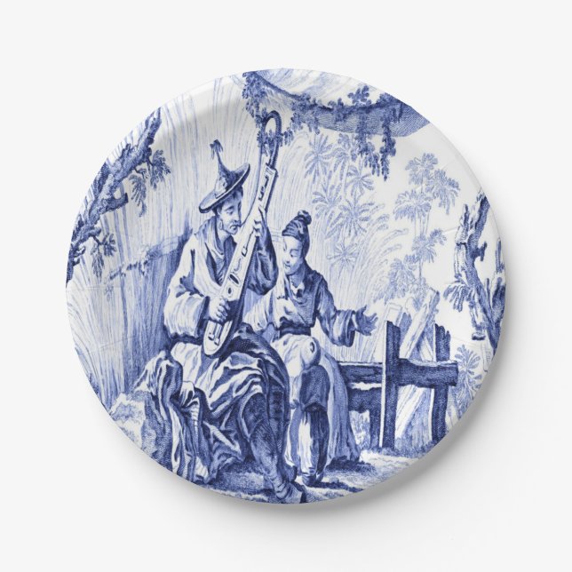 Blue and White Chinoiserie  Paper Plates (Front)