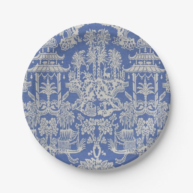 Blue and White Chinoiserie  Paper Plates (Front)