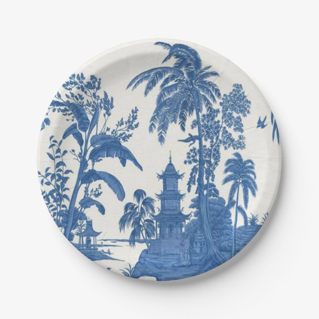 Blue and White Chinoiserie  Paper Plates (Front)