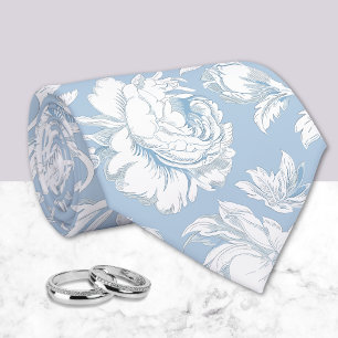 Blue and White Chinoiserie Pattern Neck Tie