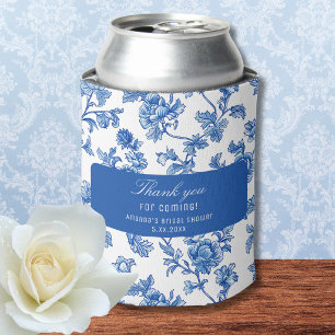 Blue and White Chinoiserie Rose Peony Can Cooler