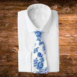 Blue and White Chinoiserie Rose Peony Neck Tie<br><div class="desc">Beautiful asian-inspired blue and white rose flowers illustration for an elegant gift wrap.</div>
