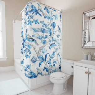 Blue and White Chinoiserie Shower Curtain