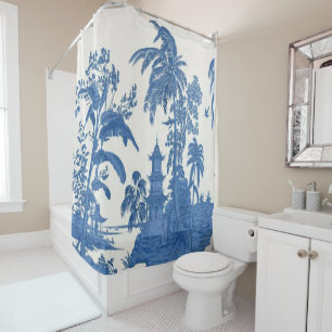 Blue and White Chinoiserie Shower Curtain