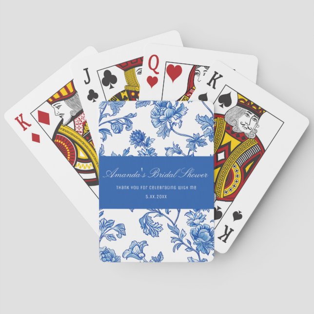 Blue and White Chinoiserie Thank You Gift Game Poker Cards (Back)