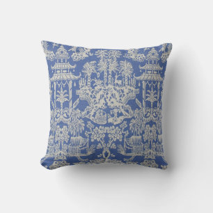 Blue and White Chinoiserie Throw Pillow