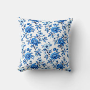 Blue and White Chinoiserie Throw Pillow