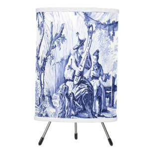 Blue and White Chinoiserie Tripod Lamp