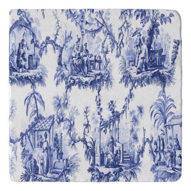 Blue and White Chinoiserie  Trivet (Front)
