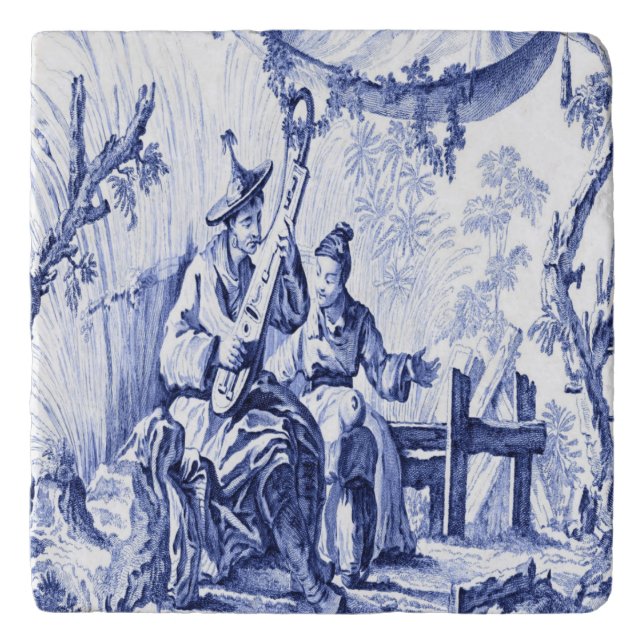 Blue and White Chinoiserie  Trivet (Front)
