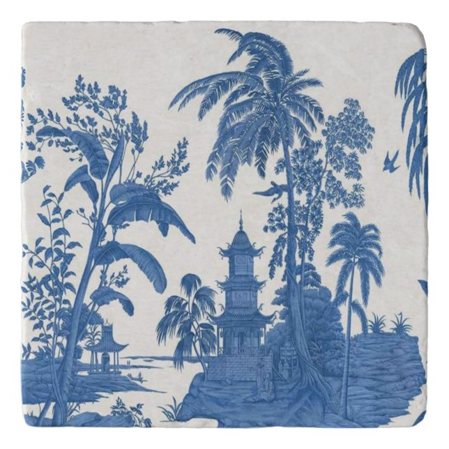 Blue and White Chinoiserie  Trivet (Front)