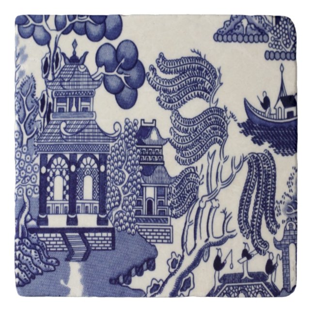 Blue and White Chinoiserie  Trivet (Front)