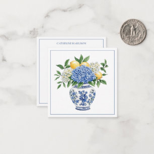 Blue and White Chinoiserie Vase With Hydrangeas Note Card