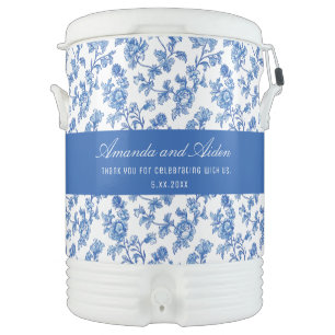 Blue and White Chinoiserie Wedding Beverage Cooler