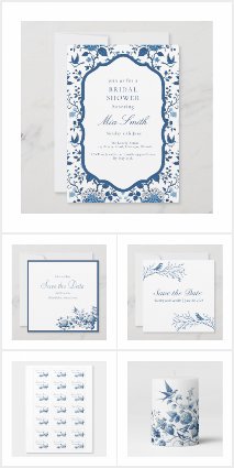 Blue and White Chinoiserie Wedding Items