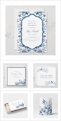 Blue and White Chinoiserie Wedding Items