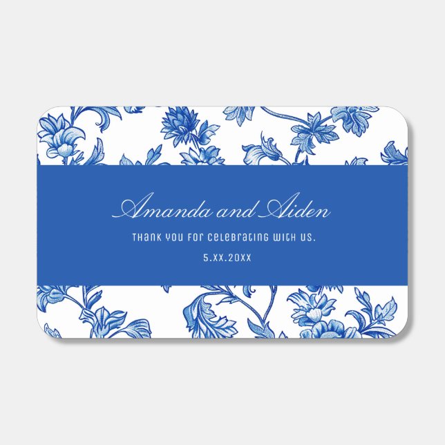 Blue and White Chinoiserie Wedding Names Matchboxes (Front)