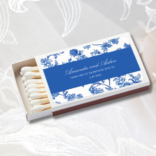 Blue and White Chinoiserie Wedding Names Matchboxes