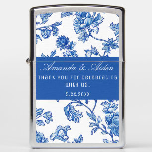 Blue and White Chinoiserie Wedding Names Zippo Lighter
