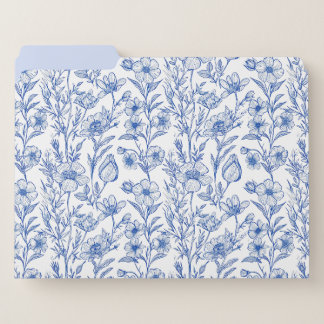 Blue and White Chinoiserie Wildflower File Folder