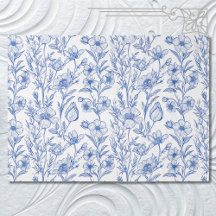 Blue and White Chinoiserie Wildflower